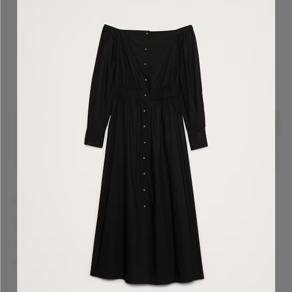 Banana Republic Cotton Poplin Off‑the‑Shoulder Long Midi Shirt Dress